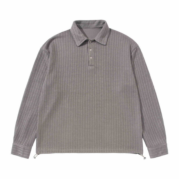 Men's Structured Polo Shirt - Knit Sweater with Button Placket and Waffle Knit Mune Fashion