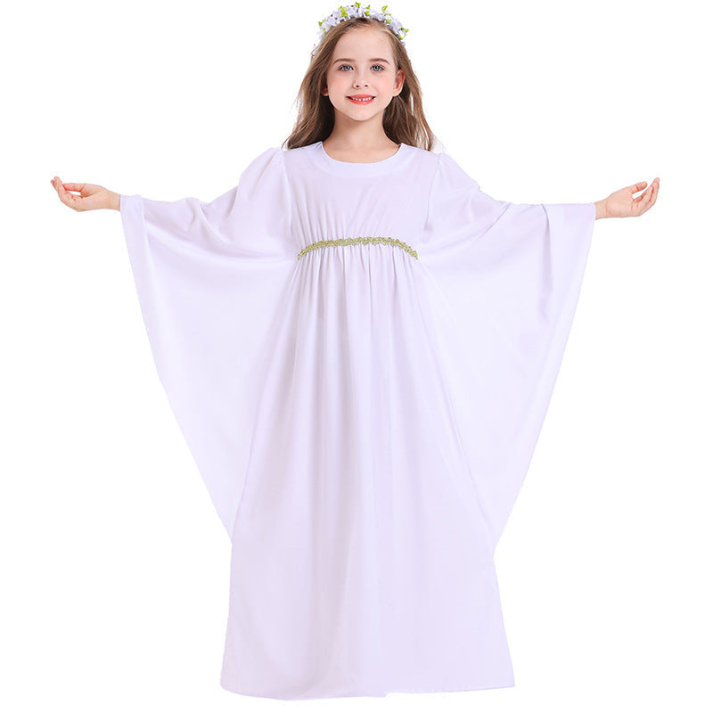 Girls fairy-tale dress with wide sleeves and floral belt Mune Fashion