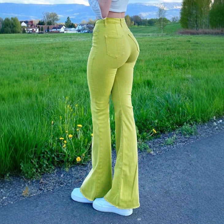 Ladies High-Waist Flared Pants made of Stretch Cord with waist-shaping cut Mune Fashion