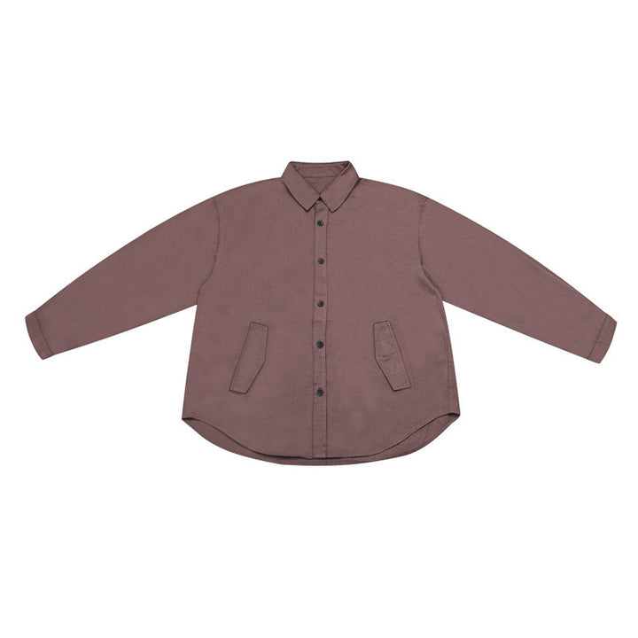 Unisex loose shirt jacket in overshirt cut with rounded hem and slanted flap pockets Mune Fashion