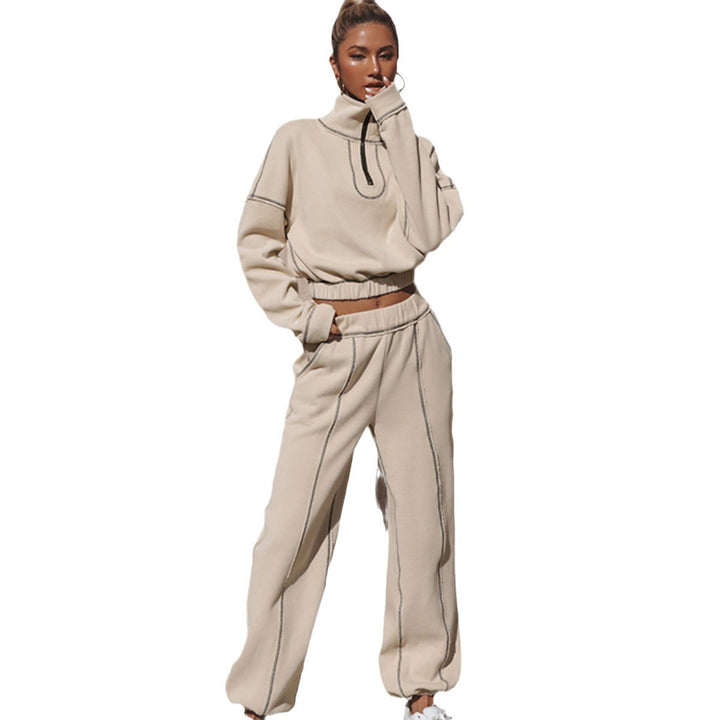 Women's short sweatshirt with half zip and elastic hem Mune Fashion