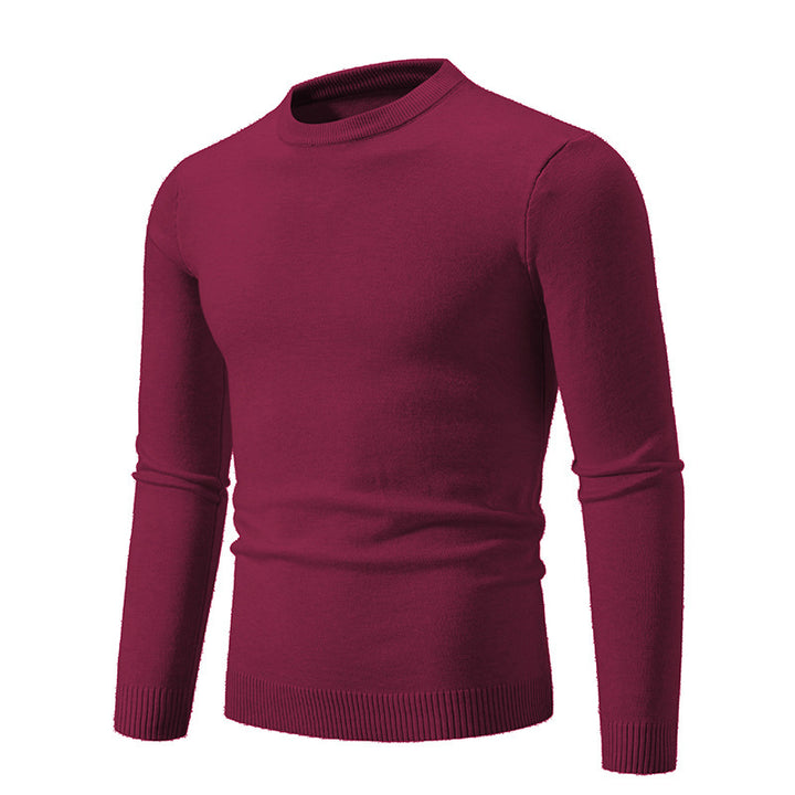 Men's fine knit round neck sweater slim fit with ribbed cuffs Mune Fashion