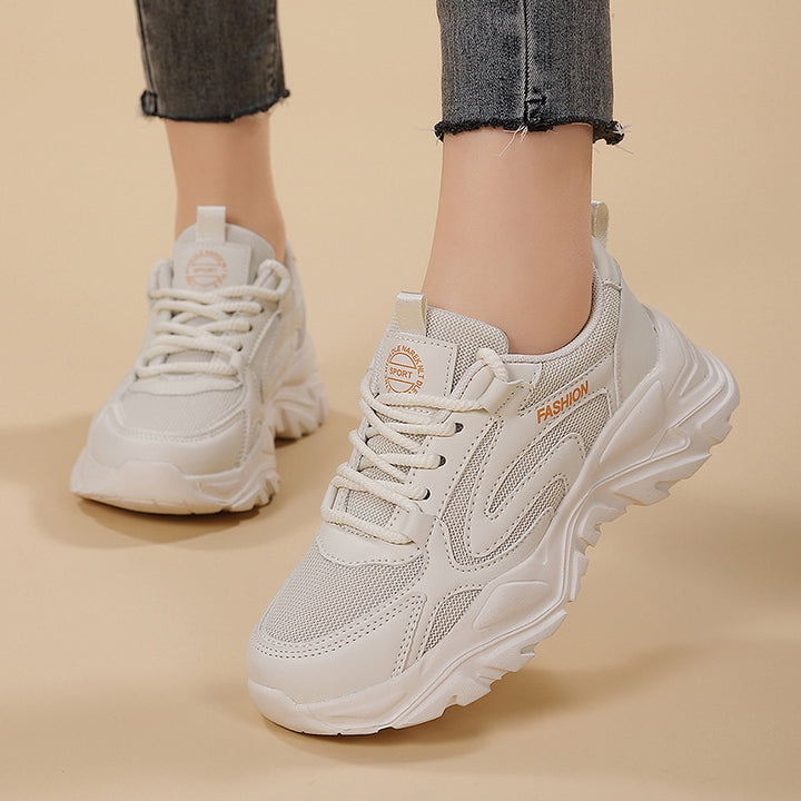 Women's voluminous platform lifestyle sneaker with mesh and synthetic leather mix, cushioned heel and profiled cushioning sole Mune Fashion