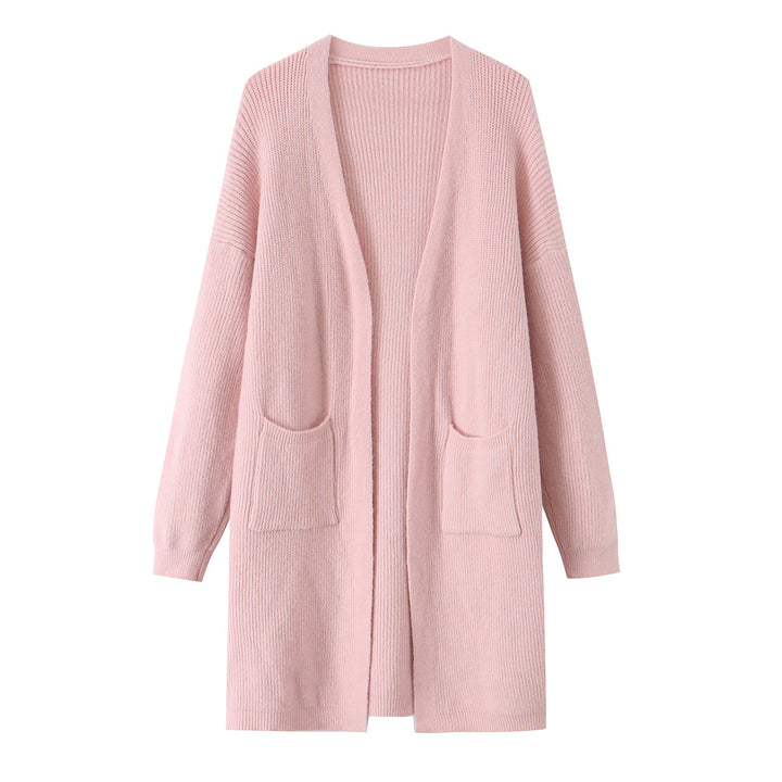 Women Long Oversized Knit Cardigan with Patch Pockets Mune Fashion
