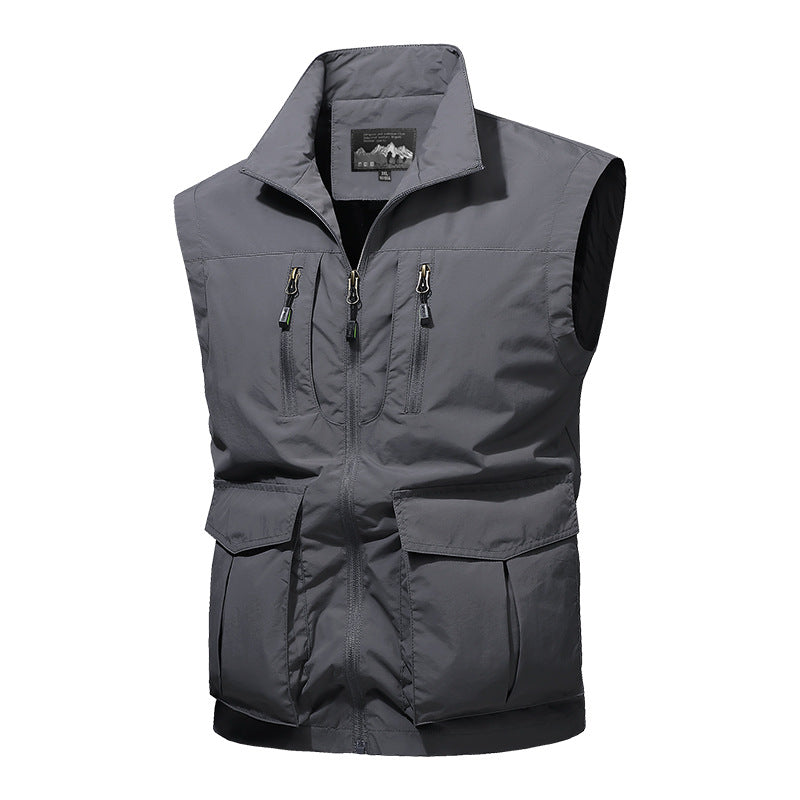 Men's Travel Performance Vest with High Collar, Water-Repellent Microfiber and Multiple Pockets Mune Fashion
