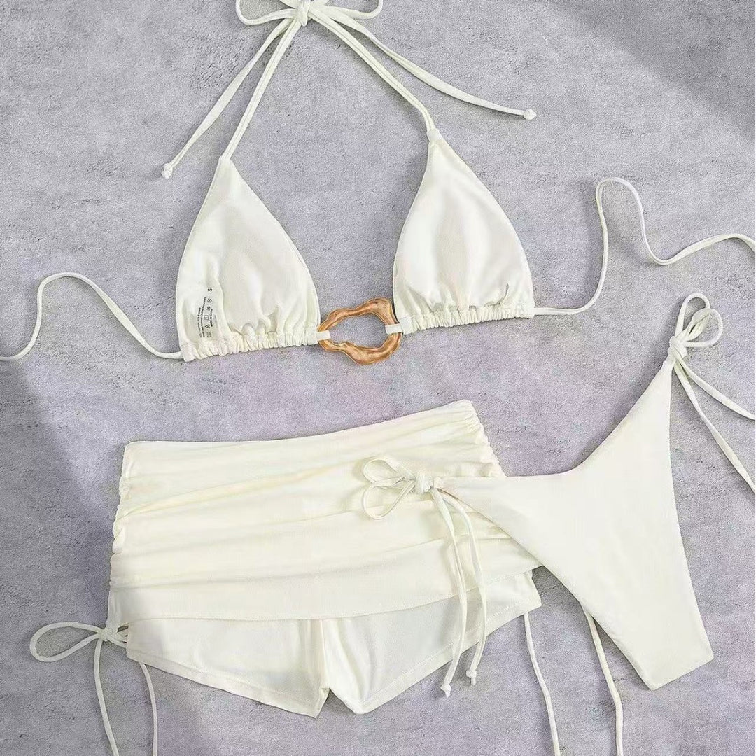 Ladies triangle bikini with fashionable ring detail and high-waisted briefs Mune Fashion