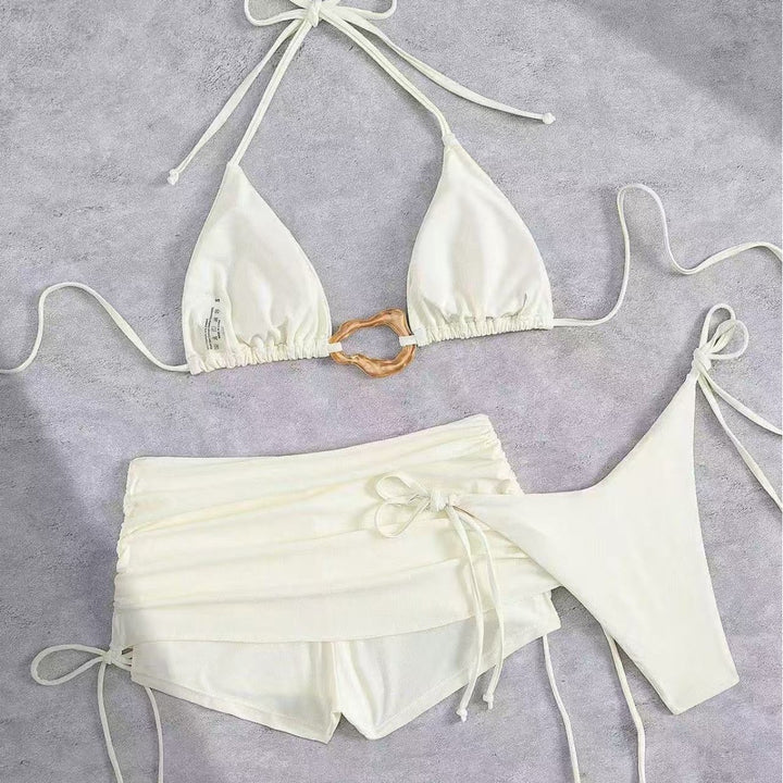 Ladies triangle bikini with fashionable ring detail and high-waisted briefs Mune Fashion