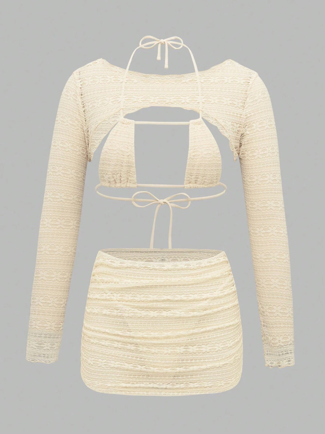 Women's bikini set with long-sleeved top and high-cut skirt Mune Fashion