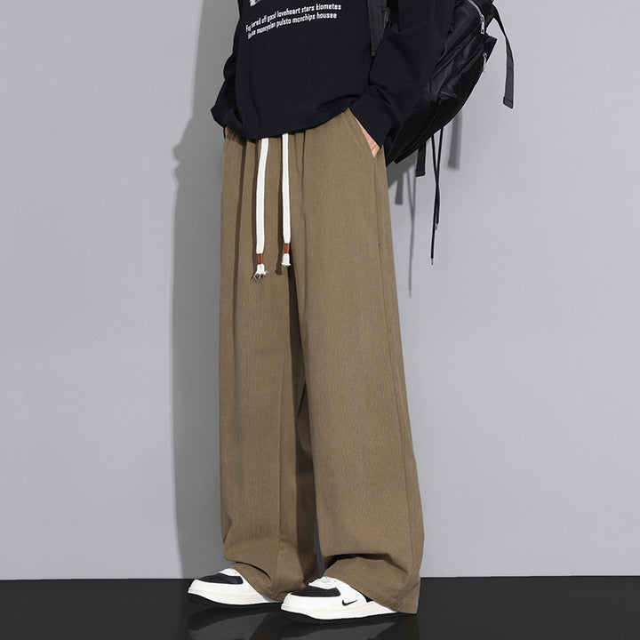 Women's Wide-Cut Fabric Pants with Drawstring