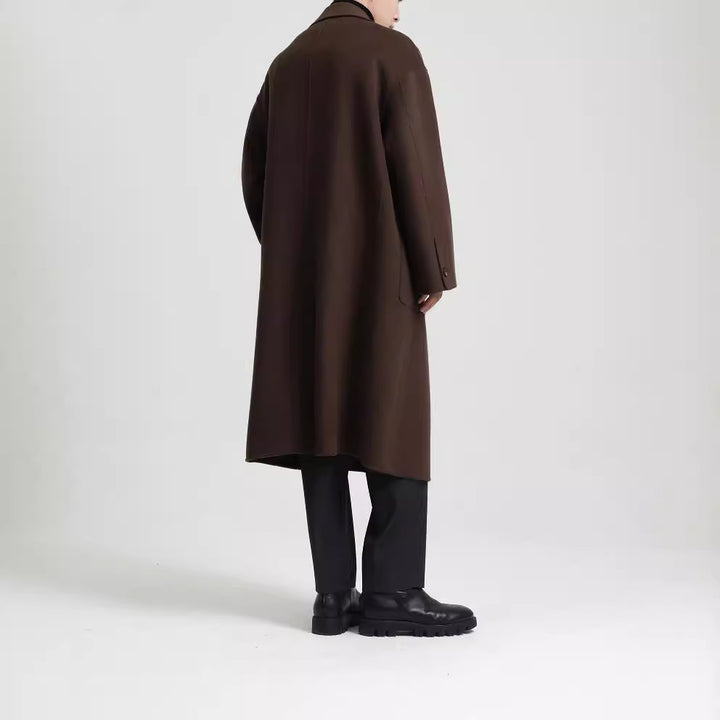 Men's Oversized Double-Breasted Wool Coat with Loose Fit and Classic Lapels Mune Fashion