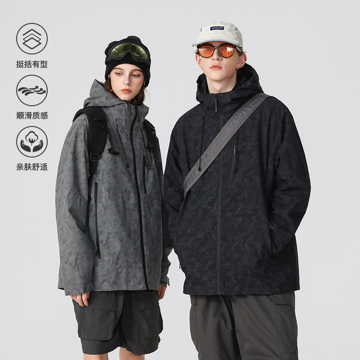 Men's Waterproof Breathable Outdoor Softshell Jacket with Taped Seams and Hood Drune
