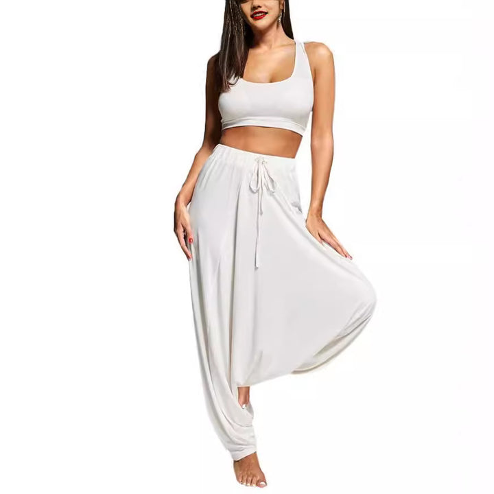 Women wide harem pants made of viscose jersey with elastic waistband and drawstring Mune Fashion