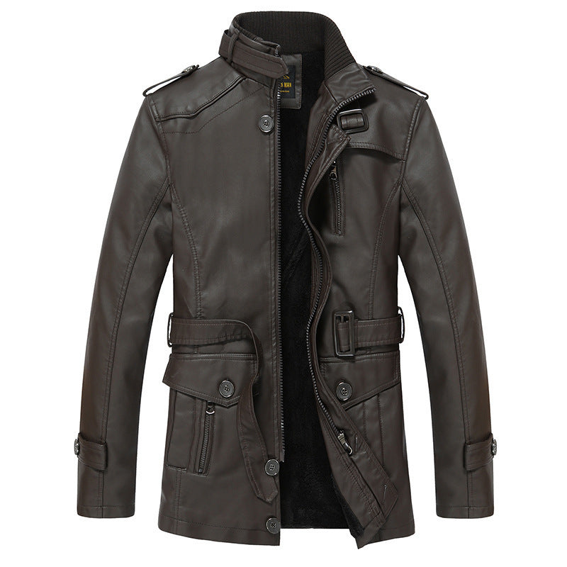 Men's Fashionable Faux Leather Jacket with Practical Pockets Mune Fashion
