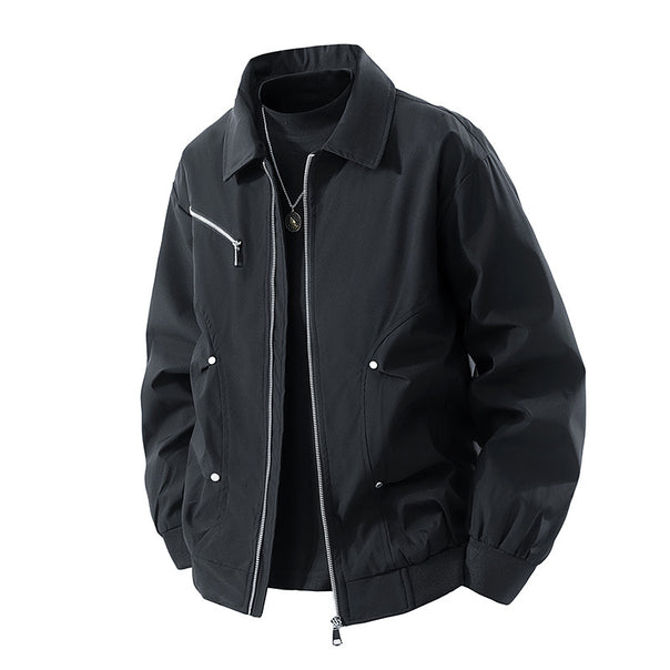 Men's Lightweight Oversized Bomber Jacket made of windproof nylon with zipper, chest pocket, and ribbed cuffs Mune Fashion