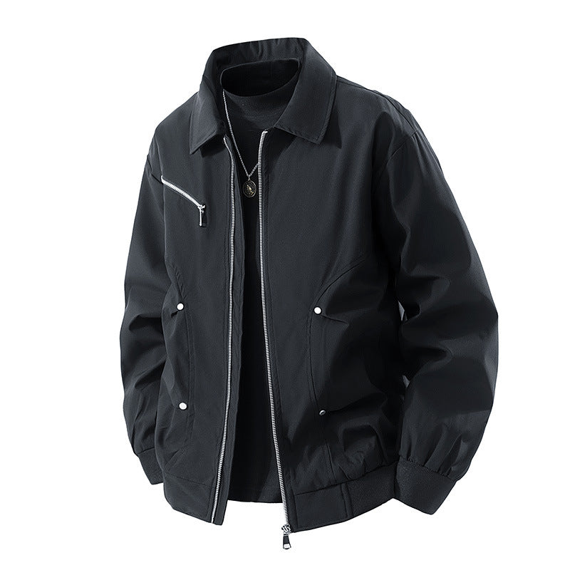 Men's Lightweight Oversized Bomber Jacket made of windproof nylon with zipper, chest pocket, and ribbed cuffs Mune Fashion