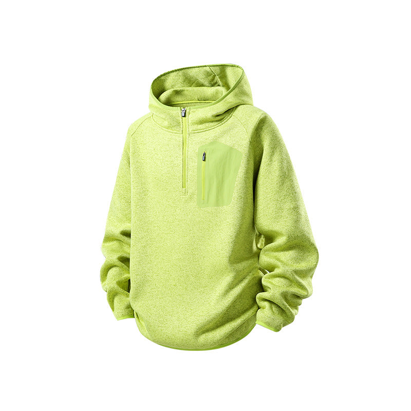 Damen Fleece-Halbzip Kapuzenpullover mit Brust-Zip-Tasche und relaxed Oversize-Schnitt Mune Fashion