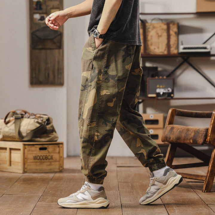 Herren Camouflage Cargohose im Jogger‑Stil mit Tunnelzugbund und elastischen Bündchen Mune Fashion