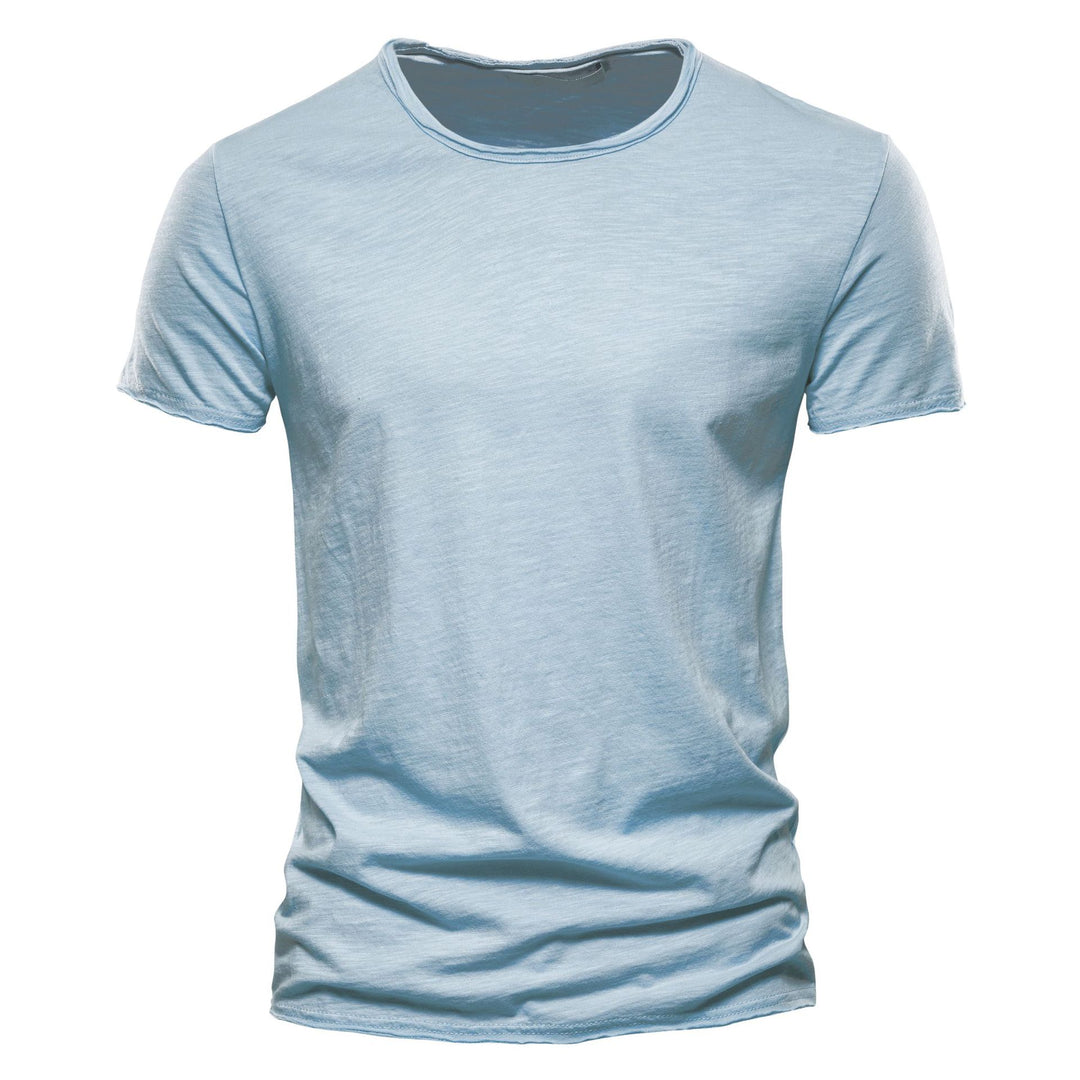 Men's light cotton jersey short-sleeve shirt with V-neck and slim fit Mune Fashion