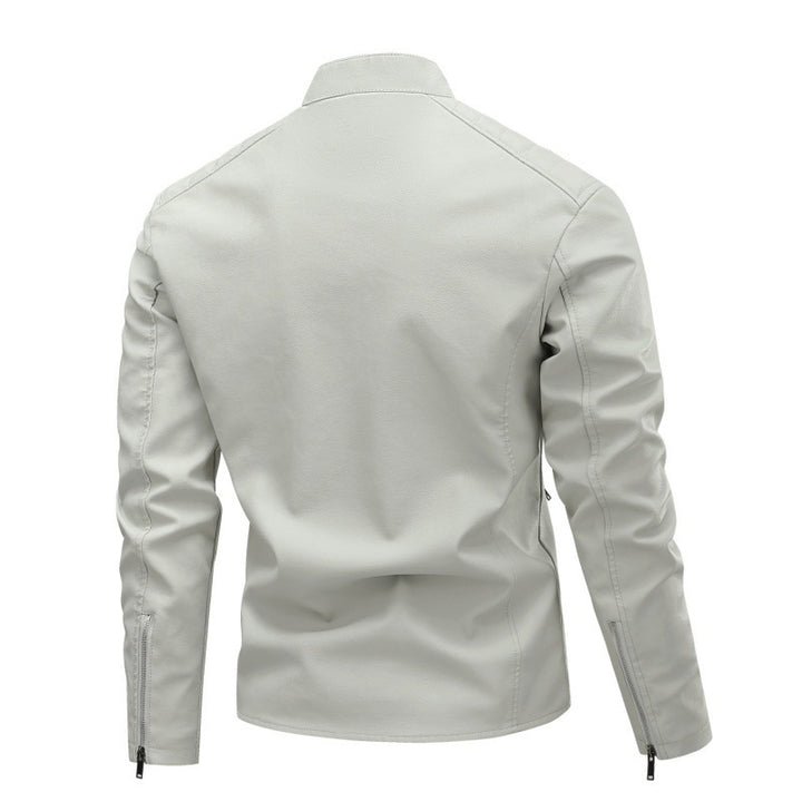 Men's Fashion Faux Leather Jacket with Stand-Up Collar and High-Quality Zippers Mune Fashion