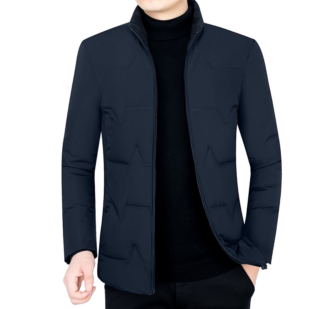 Men's padded stand-up collar jacket with water-repellent surface and zippered pockets Mune Fashion