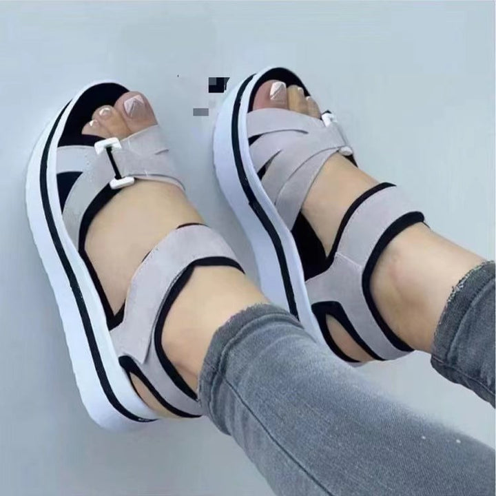 Women's sporty wedge sandals with adjustable Velcro straps and padded comfort insole Mune Fashion