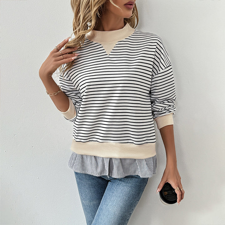 Women Casual Long Sleeve Sweater with Rib Details Mune Fashion