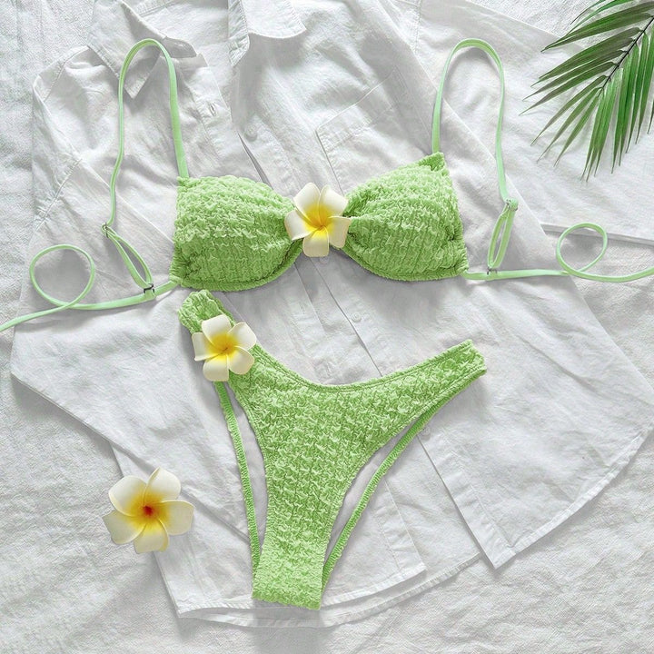 Women's High-Cut Bikini Bottom with Textured Ruffles Mune Fashion