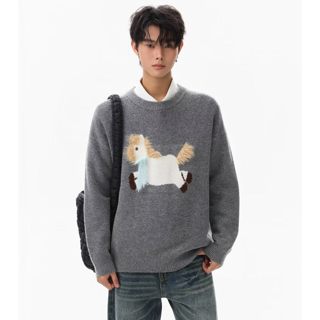 Men's Comfortable Chunky Knit Sweater with Unicorn Motif Mune Fashion