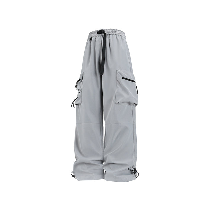 Men's loose technical cargo pants with multi-functional pockets, drawstring waistband, and adjustable leg closures Drune