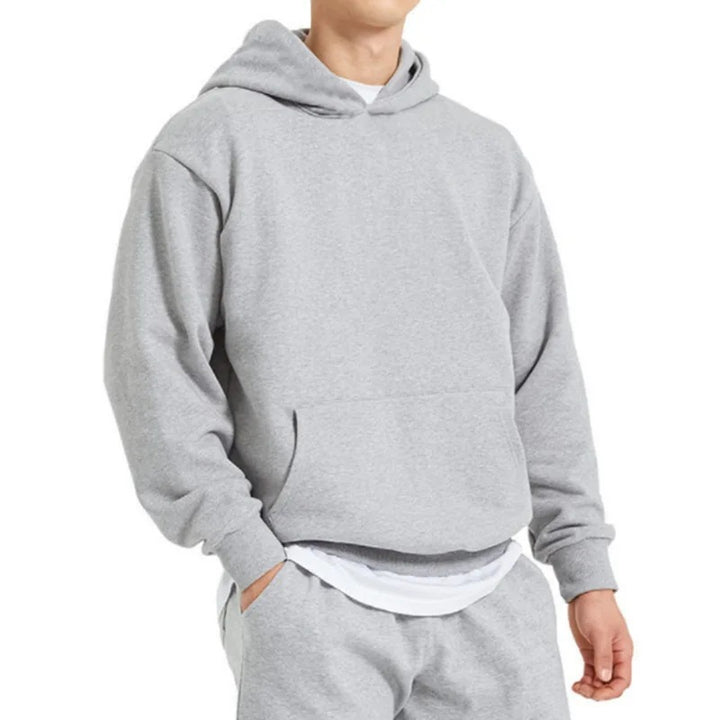 Men's heavy hooded sweatshirt in boxy cut with kangaroo pocket, ribbed hem, and soft brushed interior Mune Fashion