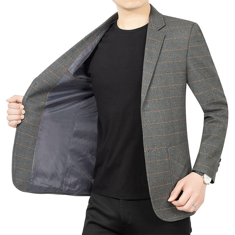 Men's Checked Slim-Fit Blazer Made of Wool Blend Mune Fashion