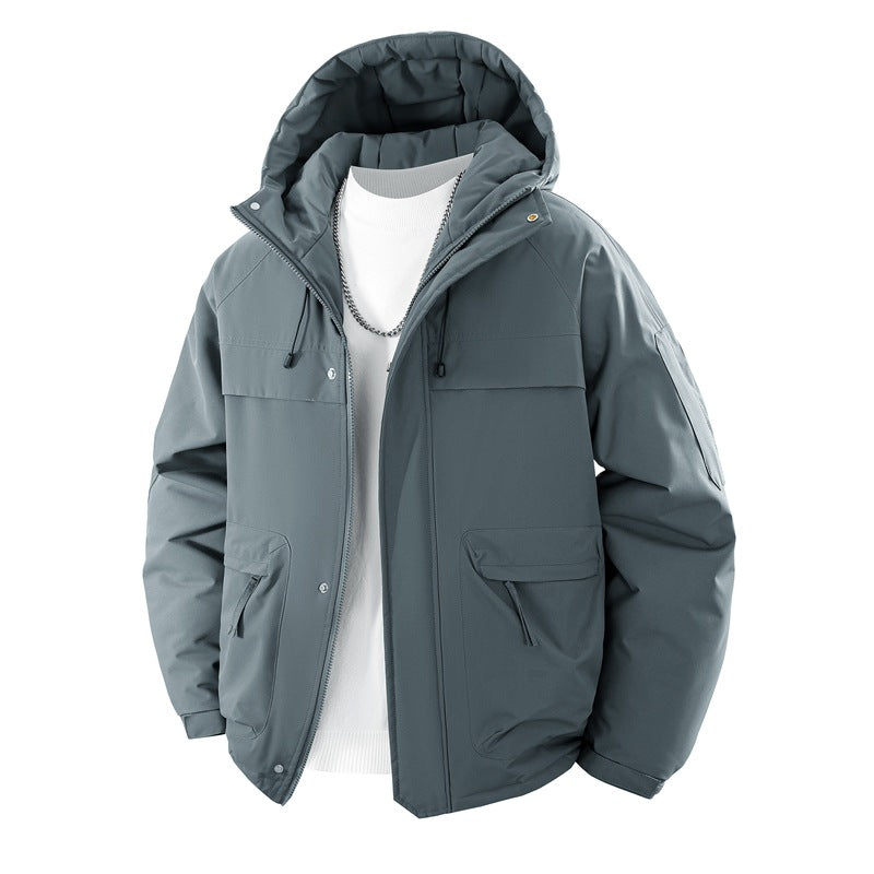 Men's padded hooded parka with high stand-up collar solution, adjustable drawstring and multifunctional outer pockets Mune Fashion