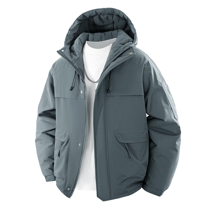 Men's padded hooded parka with high stand-up collar solution, adjustable drawstring and multifunctional outer pockets Mune Fashion