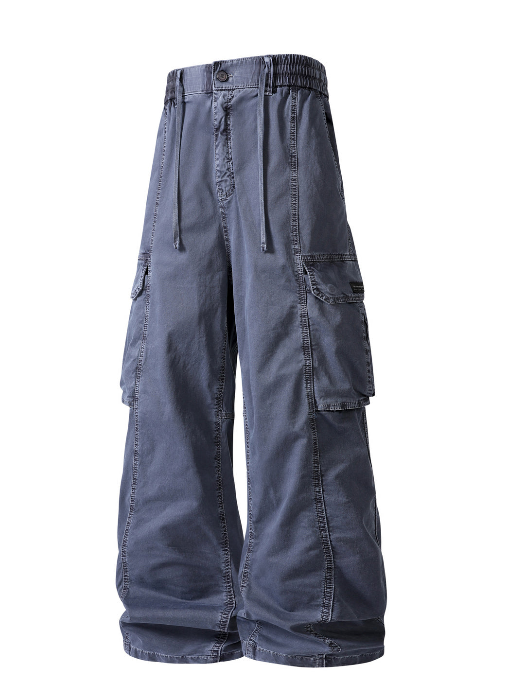 Men's Wide Utility Cargo Bermuda with Elastic Waistband and Multiple Pockets Drune