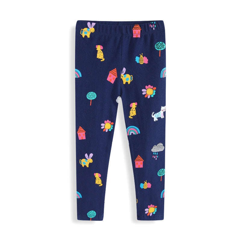 Girls leggings with colorful animal and house pattern Mune Fashion