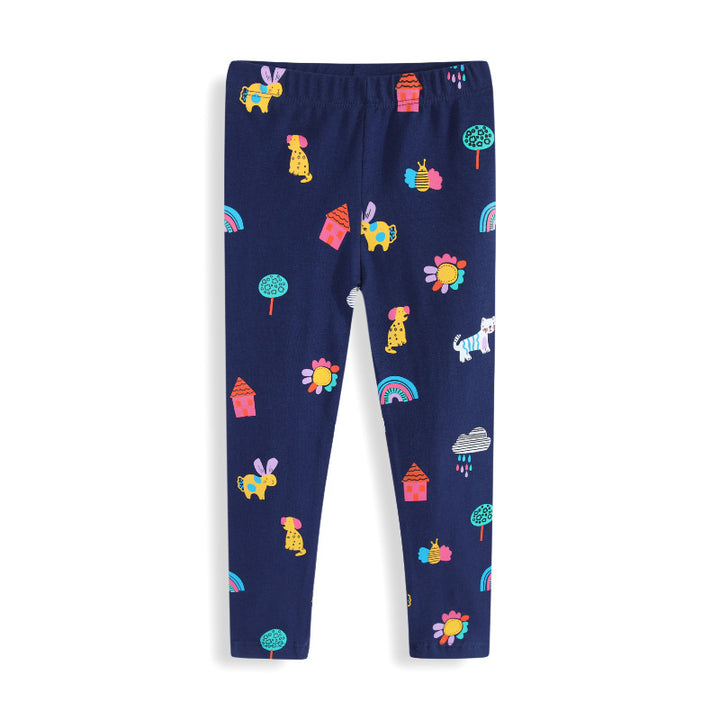 Girls leggings with colorful animal and house pattern Mune Fashion