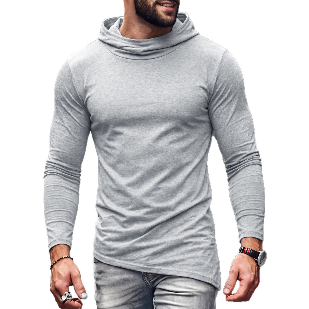 Men's Slim Fit Long Sleeve Shirt with High Funnel Neck and Asymmetric Hem Mune Fashion