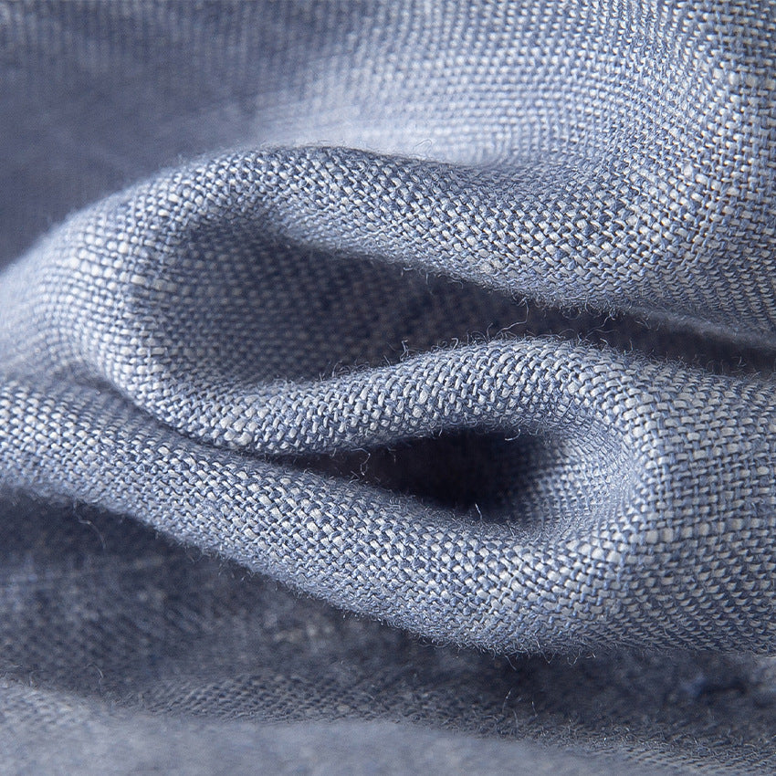 Men's Vintage Washed Linen Shirt with Chest Pocket and Rounded Hem Mune Fashion