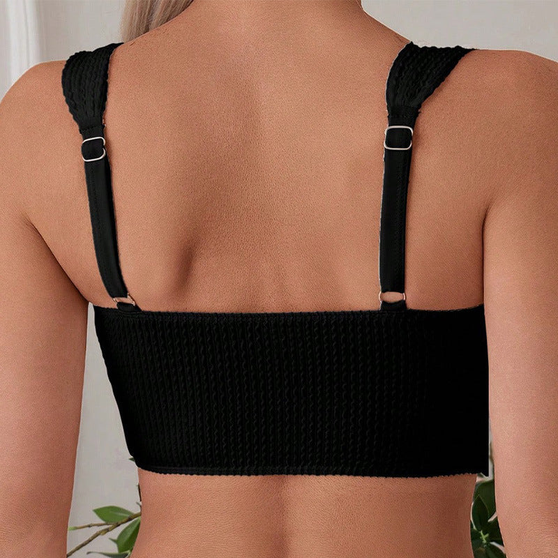 Ladies High-Cut Bikini with Texture and Wide Straps Mune Fashion