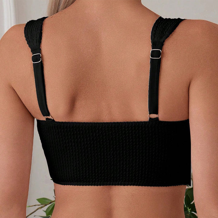 Ladies High-Cut Bikini with Texture and Wide Straps Mune Fashion