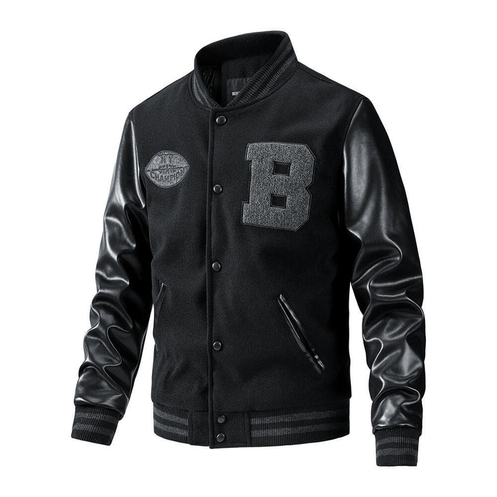 Men's stylish college jacket with leather sleeves Mune Fashion