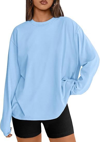 Women's Oversize Sweatshirt with Round Neck and Extended Hem Drune