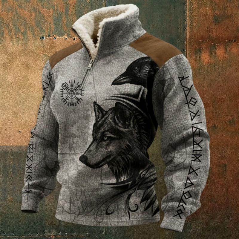 Men's Urban Fleece Pullover with Tree Motif Mune Fashion