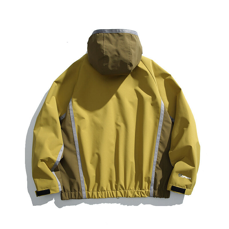 Unisex Water-repellent technical hooded jacket with reflective piping and elastic hem Mune Fashion