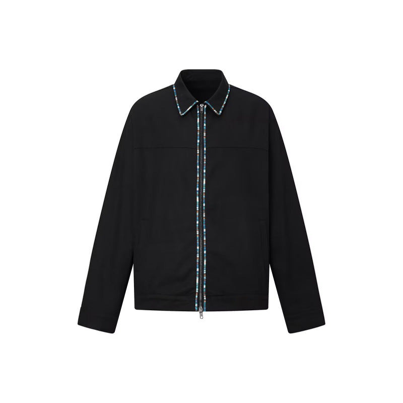 Men's Lightweight Blouson Jacket with Contrasting Trim Band Mune Fashion