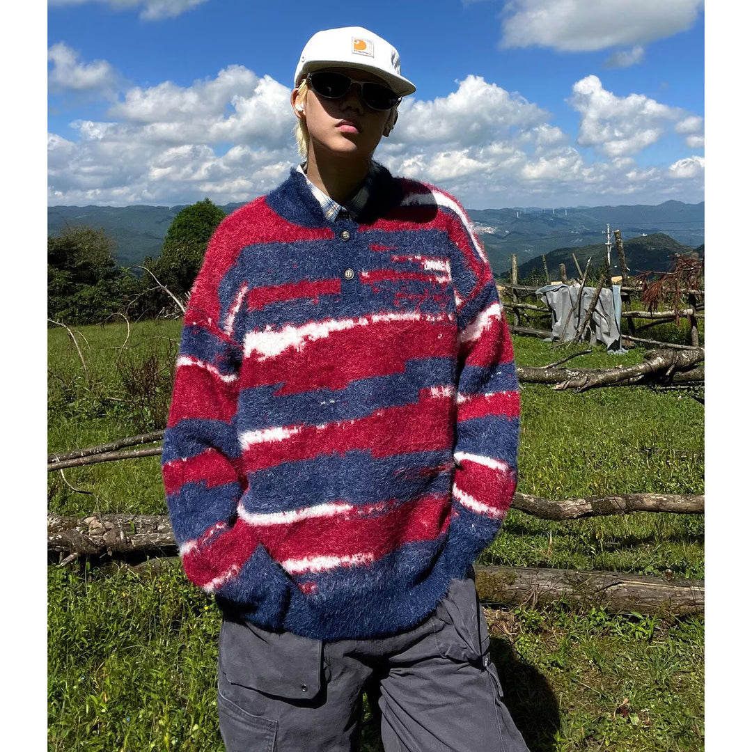 Women's Cozy Oversized Sweater with Stripes Mune Fashion