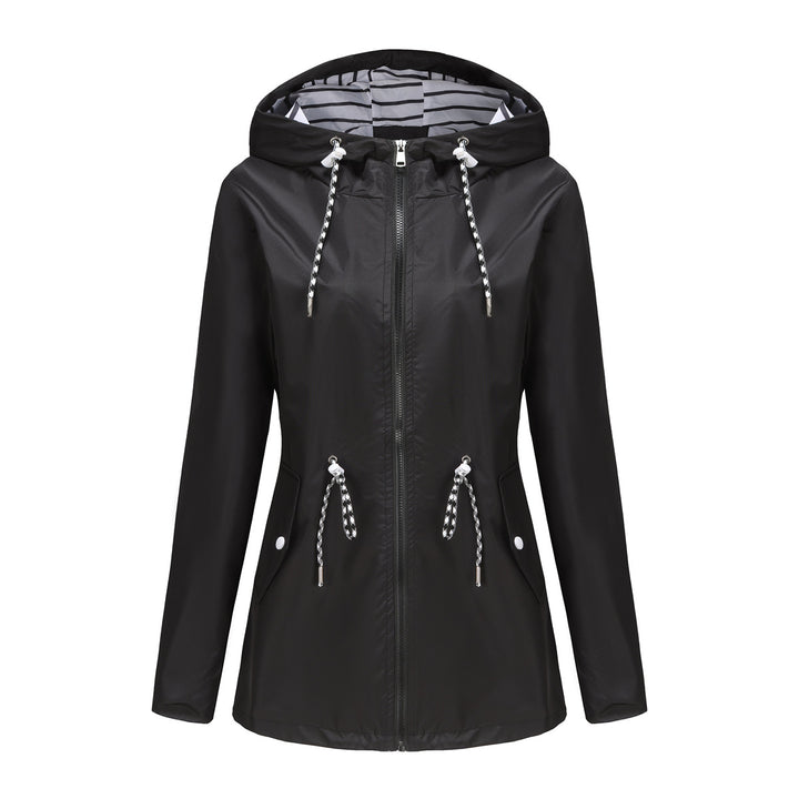 Women's light waterproof parka rain jacket with waist drawstring Mune Fashion