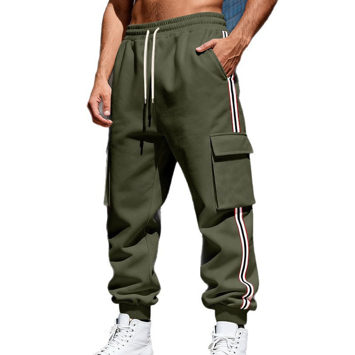 Men's Cargo Jogger Pants with Side Flap Cargo Pockets, Drawstring & Ribbed Cuffs