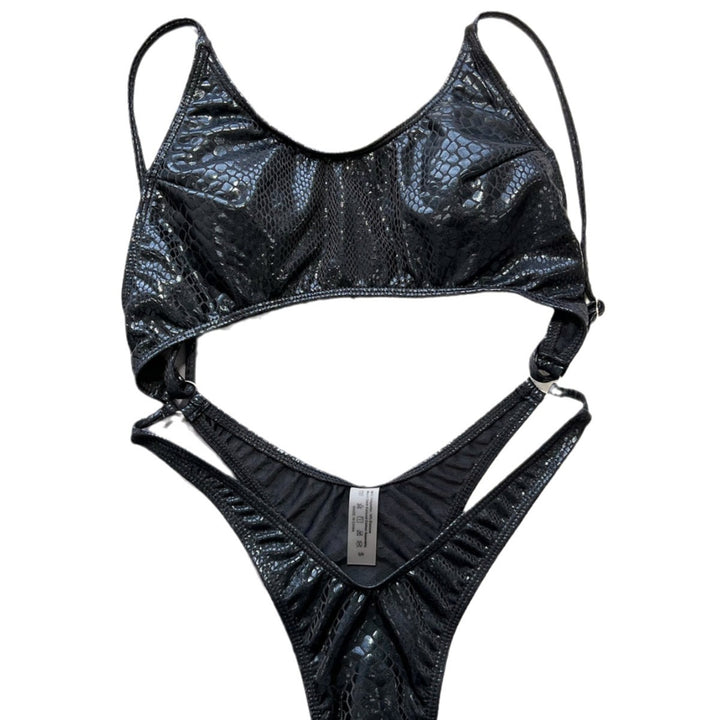 Women's Cut-out Bikini Top with Snake Skin-like Pattern Mune Fashion