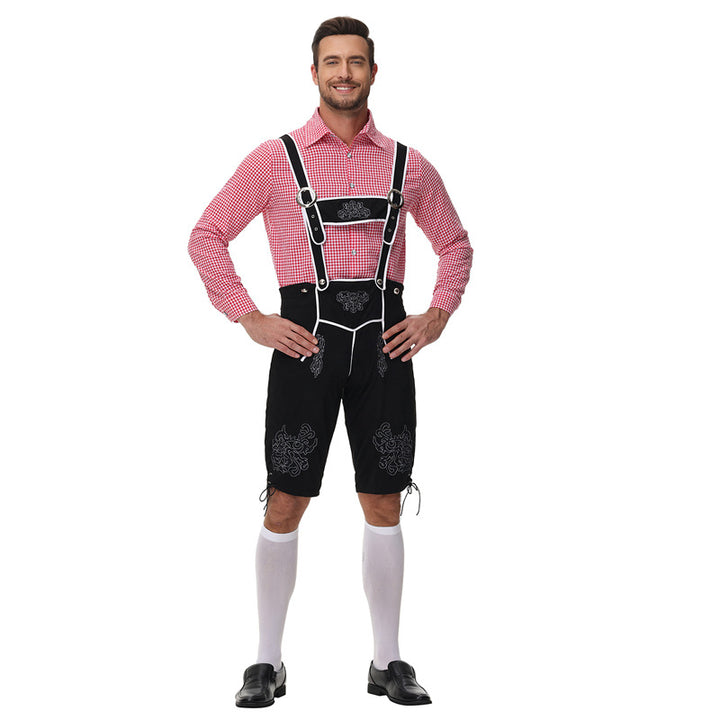Men's traditional lederhosen with suspenders and embroidery Mune Fashion